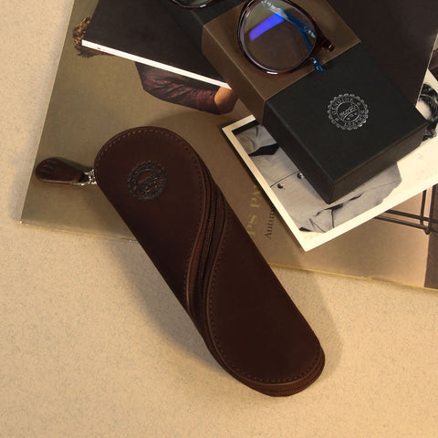 Eton | Leather Glasses Case - Brown