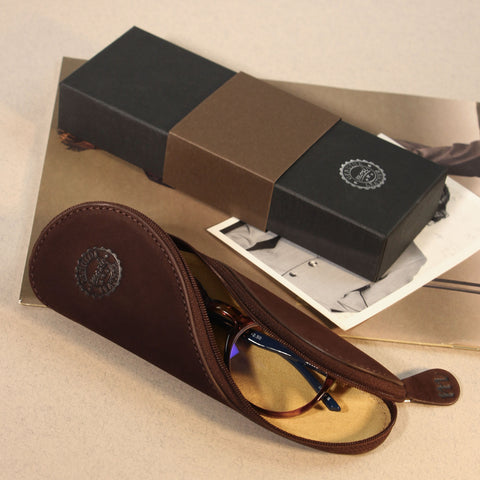 Eton | Leather Glasses Case - Brown