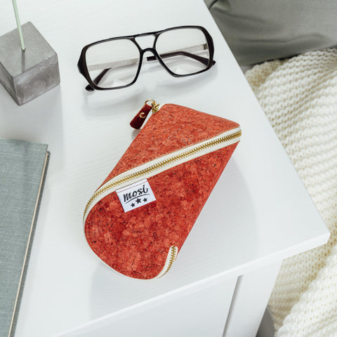 XL Cork Glasses & Sunglasses Case - Red