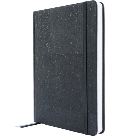 Cork bound notebook with lined pages and back pocket - Black