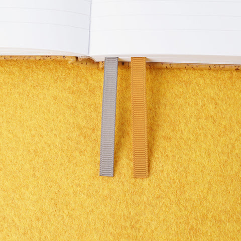 Cork bound notebook with lined pages and back pocket - Ochre