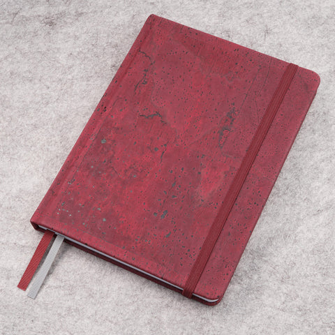 Cork bound notebook with lined pages and back pocket - Wine
