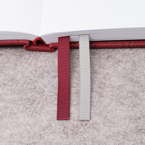 Cork bound notebook with lined pages and back pocket - Wine