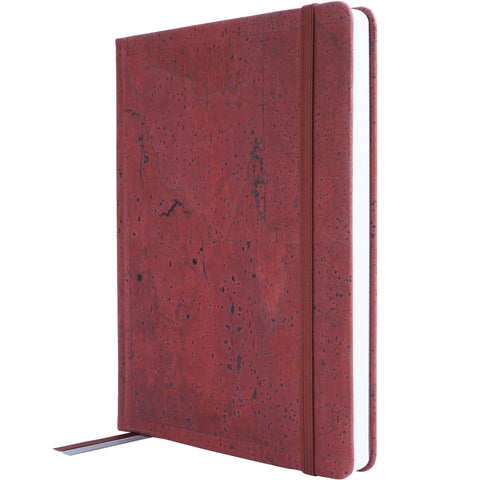 Cork bound notebook with lined pages and back pocket - Wine