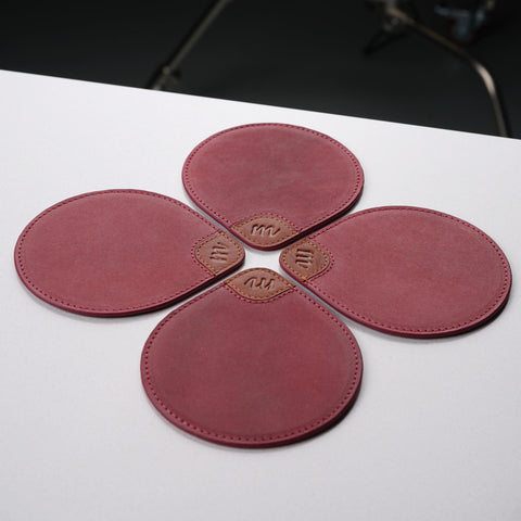 Greys | Leather Coffee Coasters (4pcs) - Red