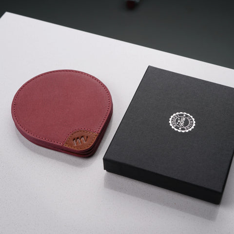Greys | Leather Coffee Coasters (4pcs) - Red