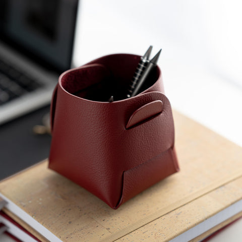 Cromer | Origami Leather Pen Pot in Syrah Red