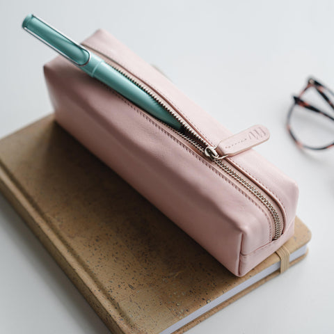 Ealing | Leather Pencil Case in Soft Pink