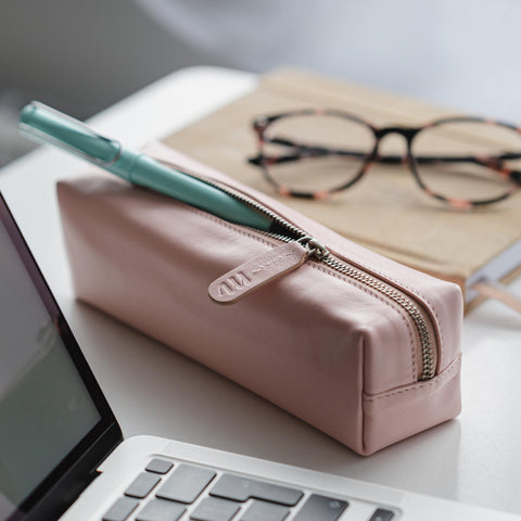 Ealing | Leather Pencil Case in Soft Pink