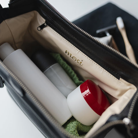 Brigg | Leather Toiletries Wash Bag - Black