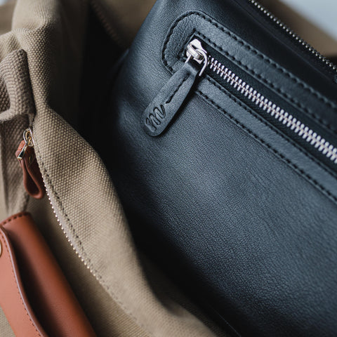 Brigg | Leather Toiletries Wash Bag - Black